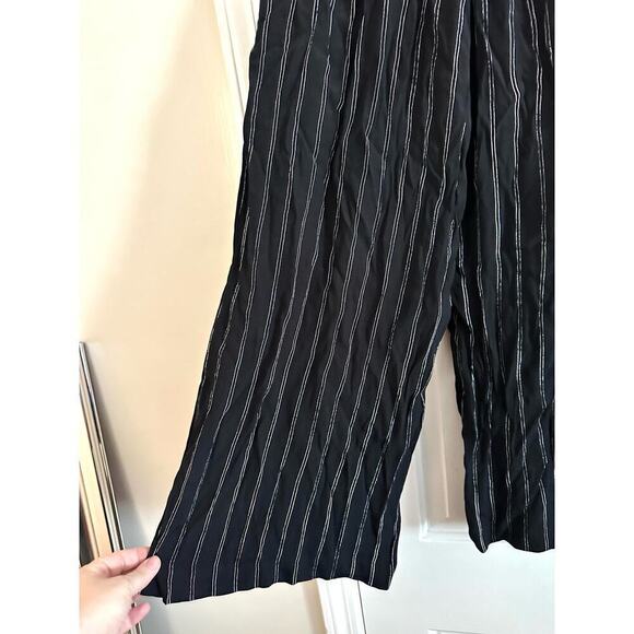 Wilfred ARITZIA Faun Black White Striped Pinstripe Wide-Leg Pants - Sz Medium - Picture 8 of 9